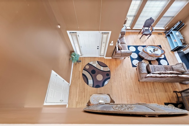 living room with hardwood / wood-style floors