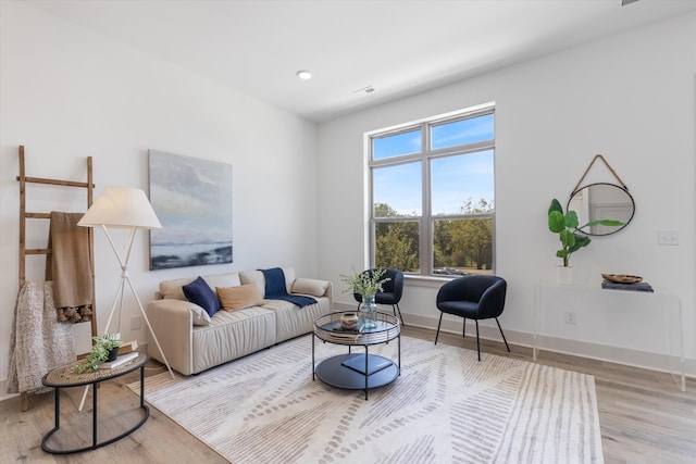 living room featuring light hardwood / wood-style floors