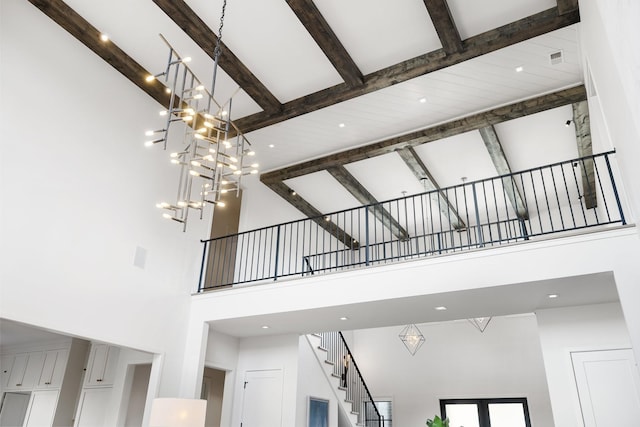 interior space with beamed ceiling