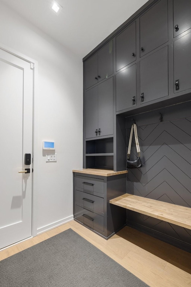 mudroom featuring light wood-type flooring