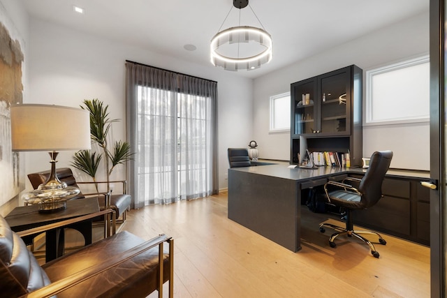 office featuring light wood-type flooring