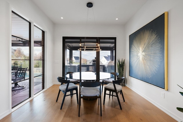 dining area featuring wood-type flooring