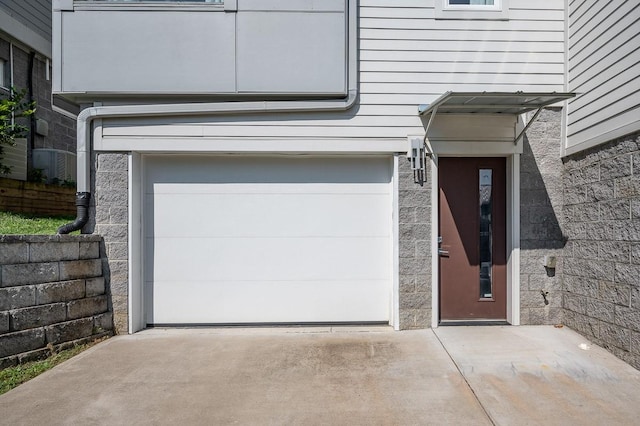 exterior space featuring a garage