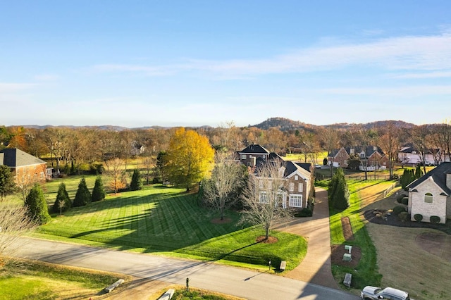 aerial view with a mountain view