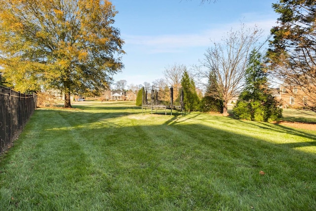 view of yard with a trampoline