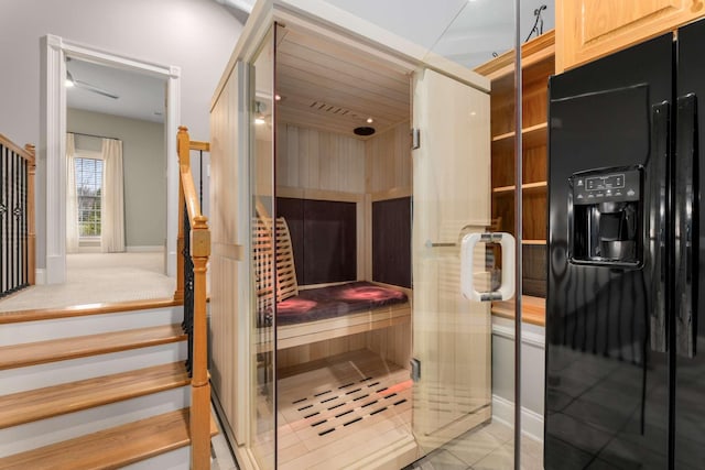 view of sauna featuring tile patterned floors