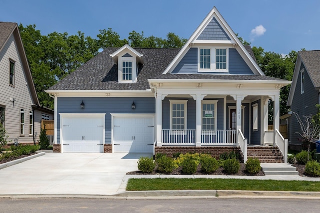 7085 Bolton St, Franklin, TN 37064 - view of front of property with a porch, an attached garage, concrete driveway, and a shingled roof