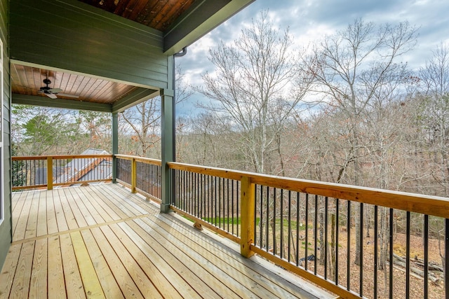 wooden deck with ceiling fan