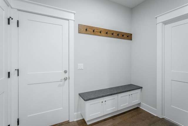 mudroom with dark hardwood / wood-style floors