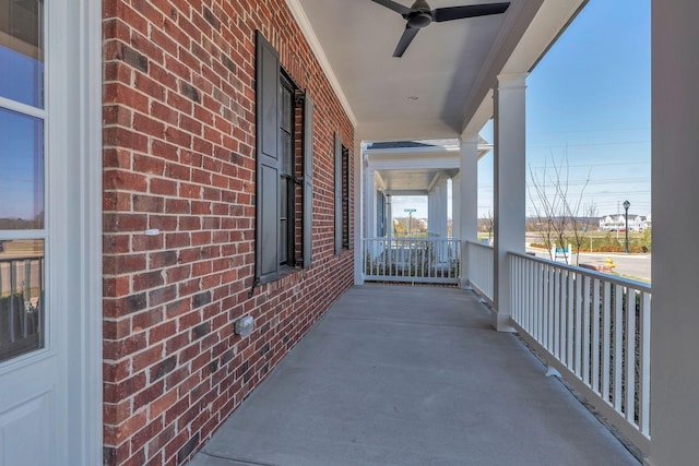 balcony with ceiling fan