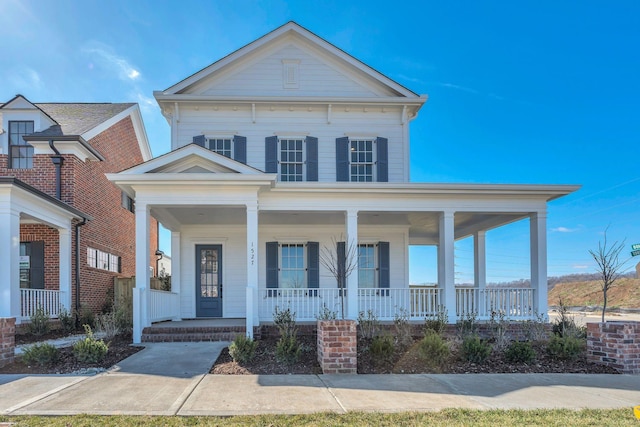 view of front facade featuring covered porch