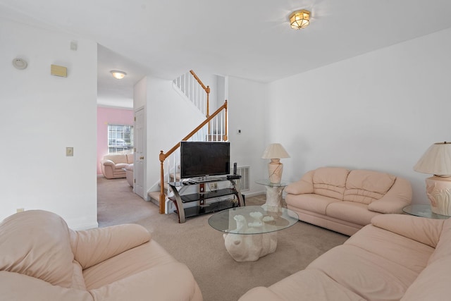 living room with light carpet