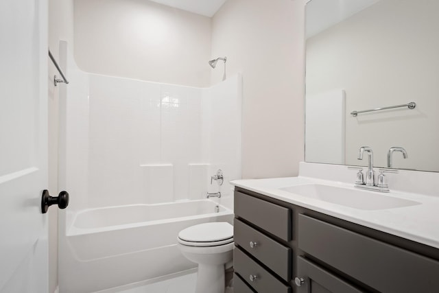 full bathroom with tile patterned floors, vanity, toilet, and tub / shower combination