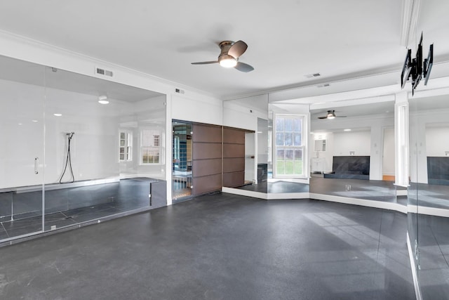 interior space with crown molding