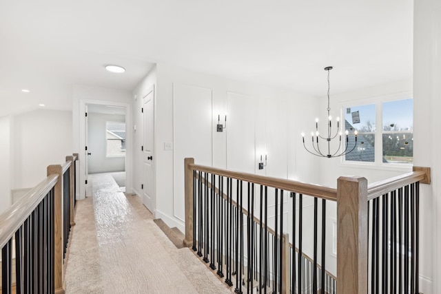 517 Matthew Miller Dr, Smyrna, TN 37167 - hallway featuring an upstairs landing, a chandelier, and recessed lighting