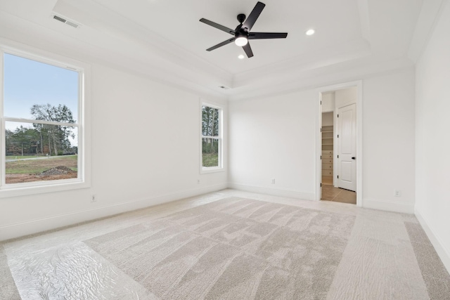 517 Matthew Miller Dr, Smyrna, TN 37167 - unfurnished bedroom with a tray ceiling, carpet floors, recessed lighting, ceiling fan, and ornamental molding