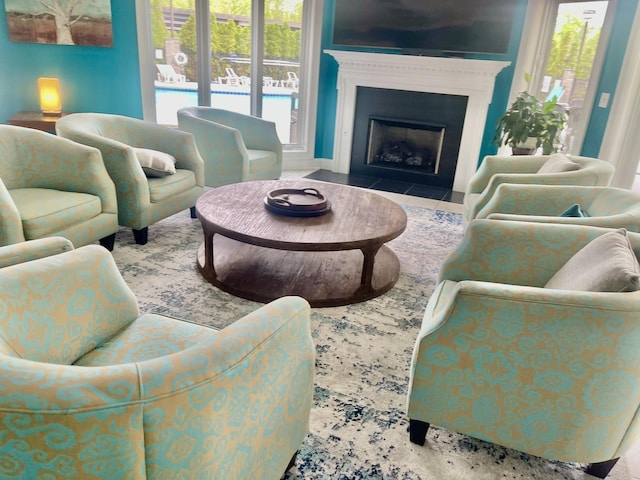 view of tiled living room