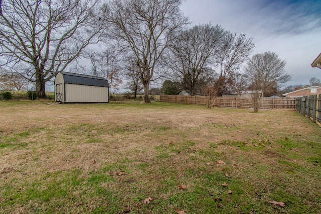 view of yard with a shed