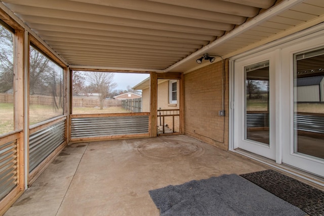 view of unfurnished sunroom