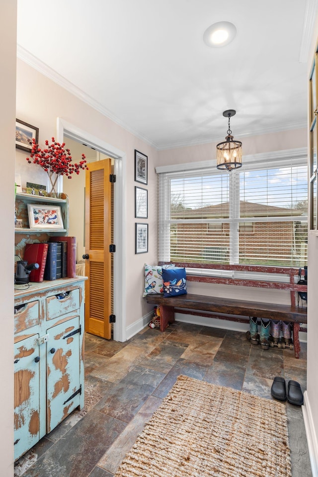 interior space with crown molding