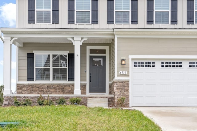 property entrance featuring a garage