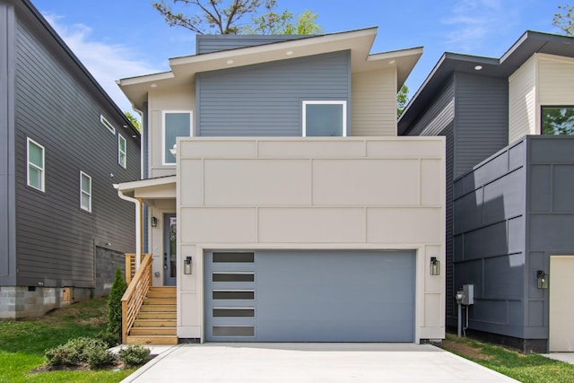 contemporary house featuring a garage