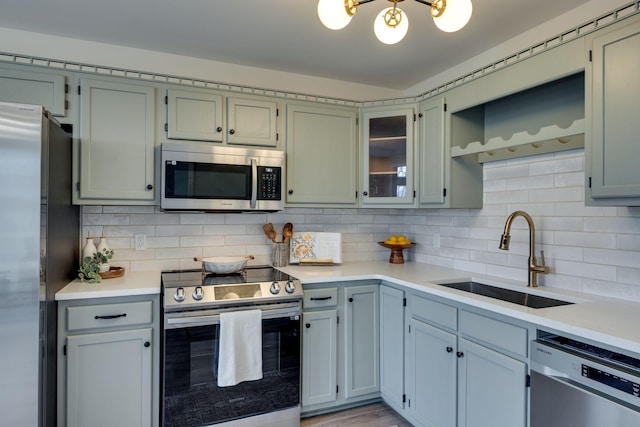 kitchen featuring backsplash, sink, and appliances with stainless steel finishes