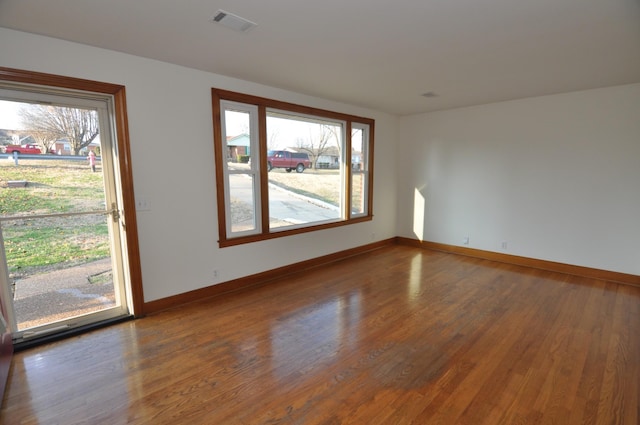 empty room featuring wood-type flooring and plenty of natural light