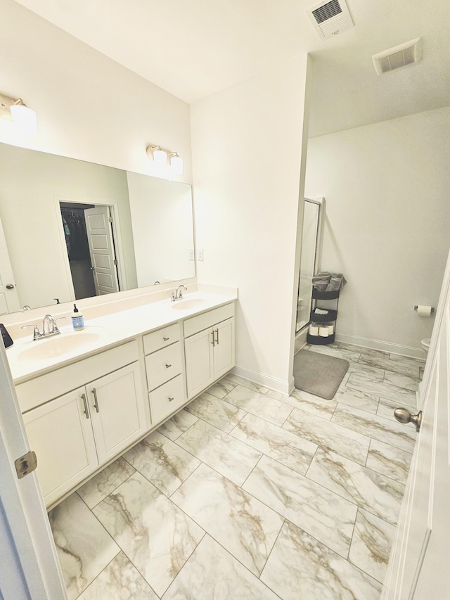 1528 Cedarbrooke Ln, Lebanon, TN 37090 - bathroom with marble finish flooring, double vanity, and a shower stall