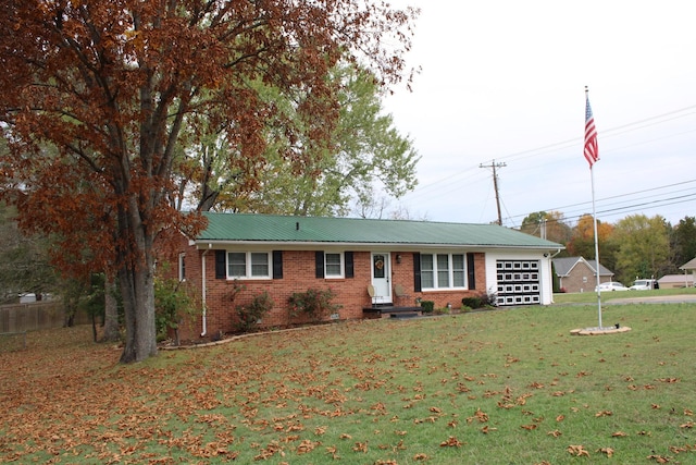 ranch-style house with a front lawn