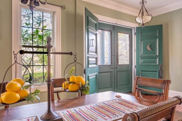 interior space featuring ornamental molding