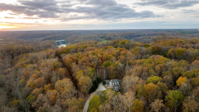 view of aerial view at dusk