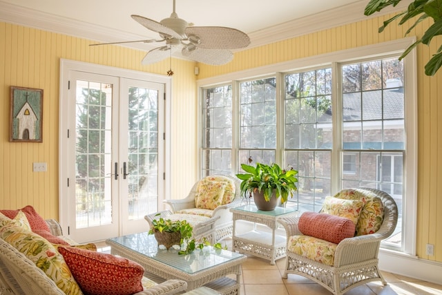 sunroom / solarium with french doors and a healthy amount of sunlight