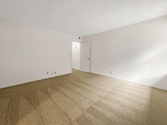 unfurnished room with carpet and a textured ceiling