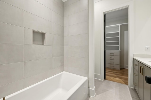 bathroom featuring vanity and wood-type flooring