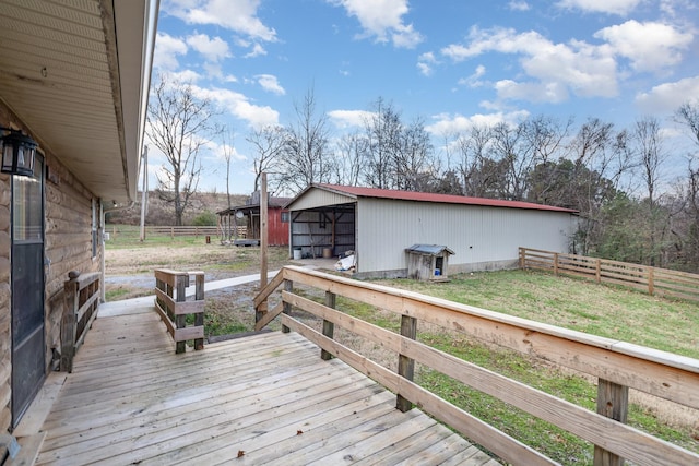 deck with an outbuilding