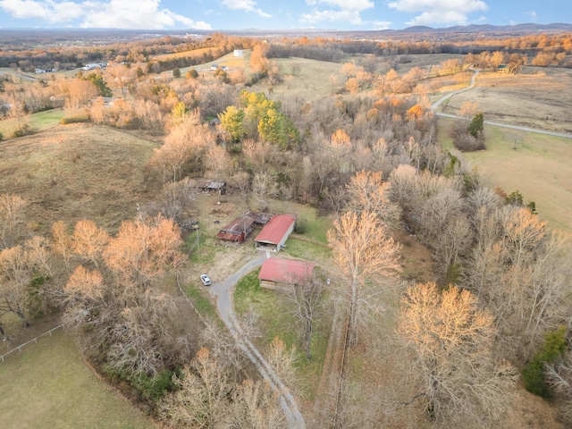 birds eye view of property featuring a rural view