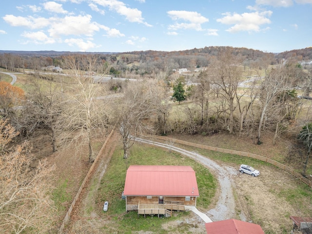 drone / aerial view with a rural view