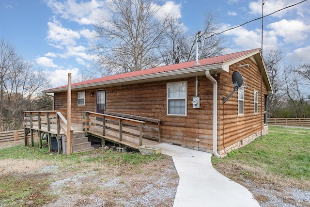 view of front of home with a deck