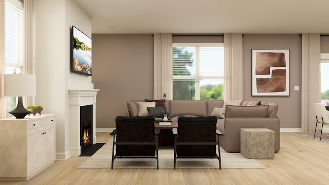 living room with light wood-type flooring