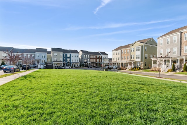 view of property's community with a yard