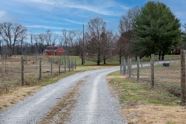 view of road featuring a rural view