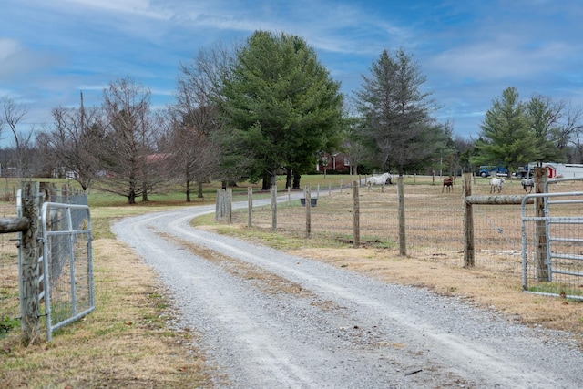 view of street featuring a rural view