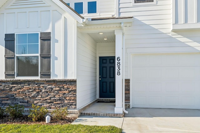 entrance to property with a garage