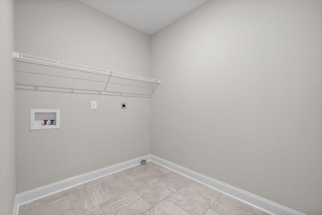 laundry room with hookup for an electric dryer and hookup for a washing machine