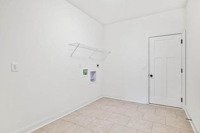 clothes washing area featuring electric dryer hookup and hookup for a washing machine