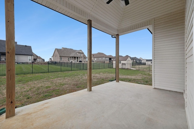 view of patio / terrace featuring ceiling fan