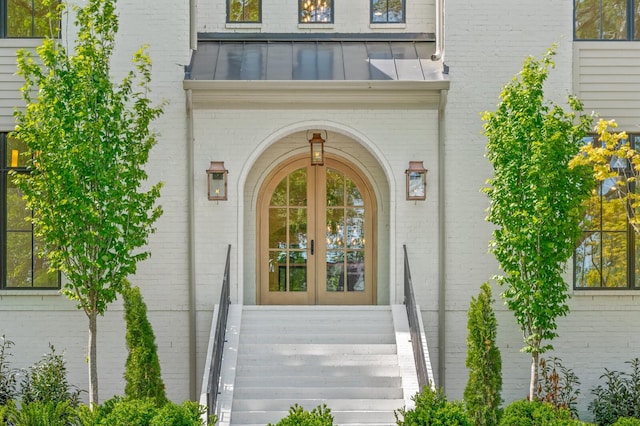 property entrance with french doors