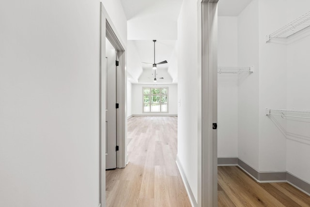 hall with light wood-type flooring