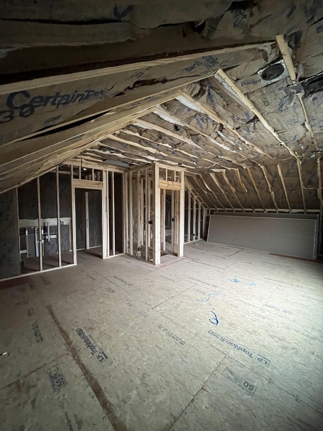 view of unfinished attic